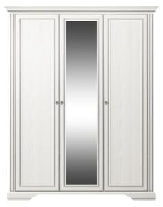 Dormitor White, Dulap 3 usi, comoda 4 sertare, pat 160x200cm, 2 noptiere, Alb texturat