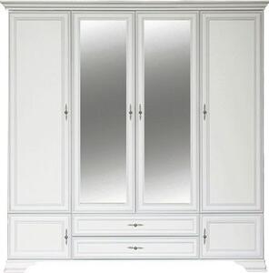 Dormitor Kentuki, Dulap 6 usi + 2 sertare, Comoda 4 sertare, Pat 160x200 cm, 2 noptiere, Alb
