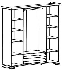 Dormitor Kentuki, Dulap 6 usi + 2 sertare, Comoda 4 sertare, Pat 160x200 cm, 2 noptiere, Alb