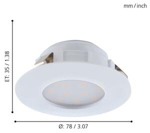 Eglo PINEDA 95817 - Spot LED încastrat, 4,9 W, 230 V