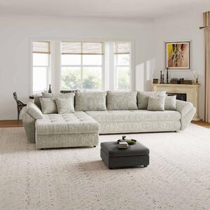 Colțar extensibil dumonde cu ladă de depozitare si sezut confortabil din spuma high-density, Loana XL Cremona Bej 04 335x185 cm