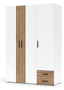 Dulap Berno, 120x177x52 cm, 3 usi si 2 sertare, Alb