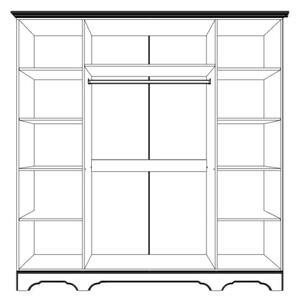 Dulap Boston, 4 usi + 2 oglinzi, MDF infoliat, 200x209x52 cm, Bej Casmir
