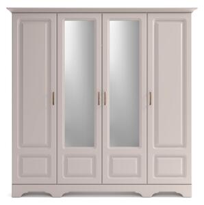 Dulap Boston, 4 usi + 2 oglinzi, MDF infoliat, 200x209x52 cm, Bej Casmir