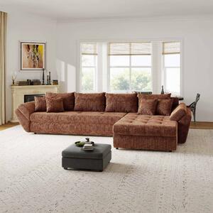Colțar extensibil dumonde cu ladă de depozitare si sezut confortabil din spuma high-density, Loana XL Cremona Teracota II 335x185 cm