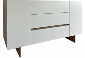 Comoda Kosmo, 2 usi + 3 sertare, 150x85x52 cm, Stejar si Bej