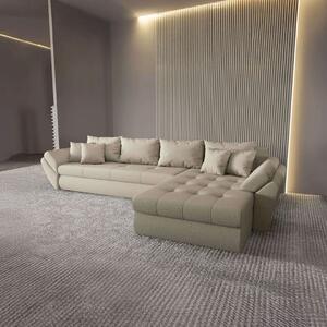 Colțar extensibil dumonde cu ladă de depozitare si sezut confortabil din spuma high-density, Loana XL Enjoy Camel II 335x185 cm