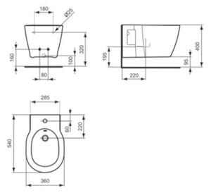 Set vas WC si bideu suspendat Ideal Standard, Connect, alb