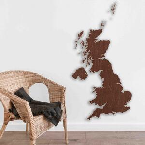 Harta din lemn pe perete Marea Britanie | SENTOP