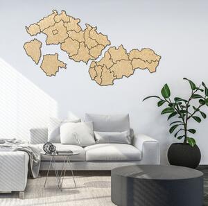 Harta din lemn a Slovaciei și a Republicii Cehe - PUZZLE