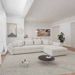 Colțar extensibil dumonde cu ladă de depozitare si sezut confortabil din spuma high-density, Loana XL Tilia Bej 01 II 335x185 cm