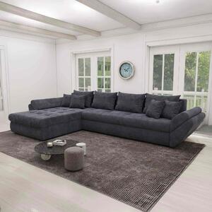 Colțar extensibil dumonde cu ladă de depozitare si sezut confortabil din spuma high-density, Loana XL Vibe Gri Antracit 335x185 cm
