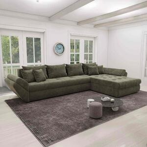 Colțar extensibil dumonde cu ladă de depozitare si sezut confortabil din spuma high-density, Loana XL Vibe Olive II 335x185 cm