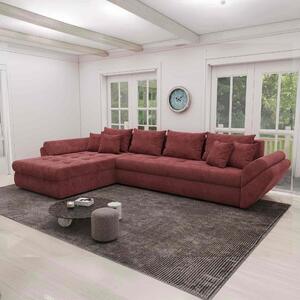 Colțar extensibil dumonde cu ladă de depozitare si sezut confortabil din spuma high-density, Loana XL Vibe Rosu 335x185 cm