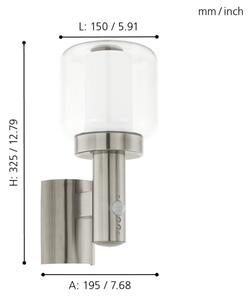Eglo 95017 - Corp de iluminat perete exterior cu senzor POLIENTO 1xE27/40W