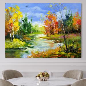 Tablou Canvas Premium LuxCanva® B1115, Frumusetea Naturii , Natura, Dormitor, Padure, Living, Pomi, Culori Vibrante