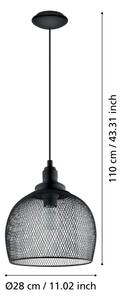 Eglo 49736 - Lampă suspendată STRAITON 1xE27/60W