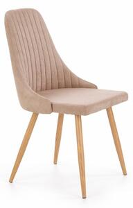 Scaun tapitat pentru living, inaltime 91 cm, material textil bej, picioare fag