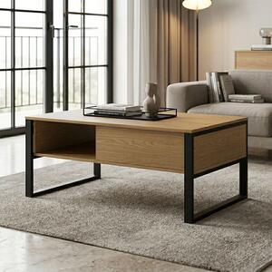 Masuta De Cafea Belora Nuc Deschis - Negru Metal 100x60x44.5 Cm