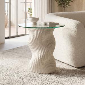 Masuta De Cafea Rotunda Kivana Aspect Travertin MGO D40x63 Cm
