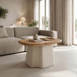 Masuta De Cafea Rotunda Lavina Lemn De Brad-MDF Natur-ecru D60x43 Cm