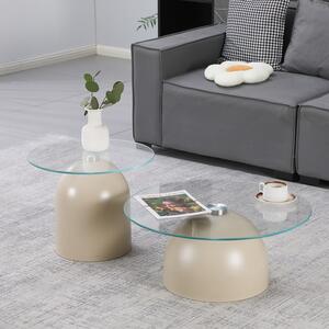Masuta De Cafea Set 2 Bucati Beline Cappuccino Metal- Transparenta Sticla
