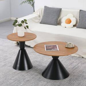Masuta De Cafea Set 2 Bucati Orlina Negru Metal- MDF Nuanta Naturala