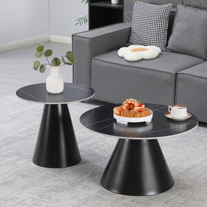 Masuta De Cafea Set 2 Bucati Divany Negru Metal - Marmura Neagra