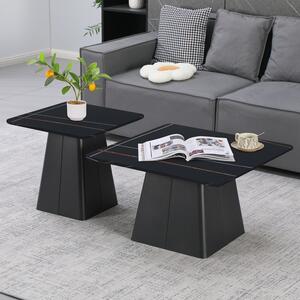 Masuta De Cafea Set 2 Bucati Belkora Metal-piatra Sinterizata Marmura Neagra