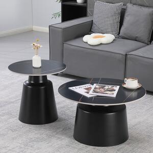 Masuta De Cafea Set 2 Bucati Davina Metal-piatra Sinterizata Negru Aspect Marmura