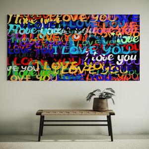 Tablou Canvas Premium LuxCanva® B1078, Love In Colors , Decorativ, Living, Colorat, Iubire, Graffiti, Dormitor, Inspirational, Dragoste, Culori Vibrante