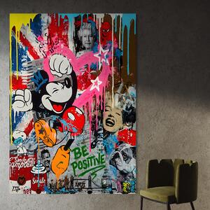 Tablou Canvas Premium LuxCanva® B1068, Be Positive , Decorativ, Birou, Mickey Mouse, Marilyn Monroe, Spider Man, Regina Elisabeta a II-a, Culori Vibrante