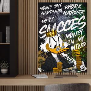 Tablou Canvas Premium LuxCanva® B1069, Work Harder , Decorativ, Birou, Donald, Bani, Succes, Dolari, Motivational, Colorat