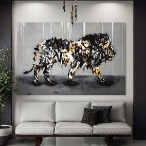 Tablou Canvas Premium LuxCanva® B1063, Graffiti Lion , Decorativ, Living, Leu, Dormitor, Putere, Savana, Colorat