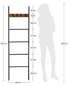 Scara cu carlige, Vasagle, Maro Rustic, 43 x 33 x 9,4 cm