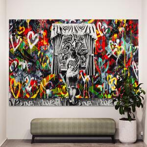 Tablou Canvas Premium LuxCanva® B1041, Wall Of Love , Living, Dormitor, Inspirational, Iubire, Culori, Inimi, Culori Vibrante