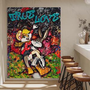 Tablou Canvas Premium LuxCanva® B1030, True Love , LoLa Bunny, Looney Tunes, Bugs Bunny, Desene Animate, Motivational, Culori Vibrante