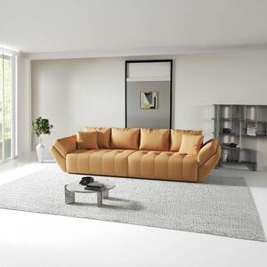 Canapea extensibilă dumonde cu ladă de depozitare si sezut confortabil din spuma high-density, Berlin Enjoy Mango 300x100 cm