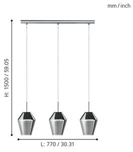 Eglo 96774 - Lustră suspendată pe cablu MURMILLO 3xE27/28W/230V