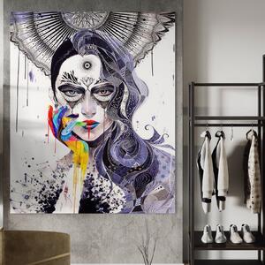 Tablou Canvas Premium LuxCanva® A1340, Minjae Lee , Living, Abstract, Colorat, Fata, Decorativ, Graffiti, Studio, Culori Vibrante