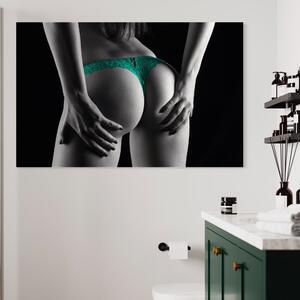 Tablou Canvas Premium LuxCanva® A1334, Green Underwear , Studio, Sexi Nude, Senzual, Erotic, Dormitor, Culori Vibrante
