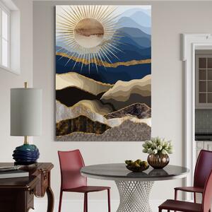 Tablou Canvas Premium LuxCanva® A1318, Abstract Mountain , Living, Munte, Soare, Auriu, Dormtior, Culori Vibrante
