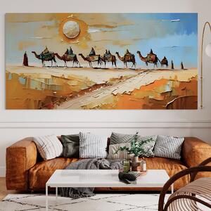 Tablou Canvas Premium LuxCanva® A1313, Plimbare Prin Desert , Living, Camile, Nisip, Soare, Sahara, Dormitor, Culori Vibrante