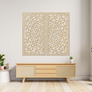 Pictură Mandala din lemn, 2 piese – Decorațiune murală sculptată - FLOUFER