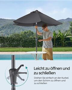 Umbrela de soare, Songmics, 30 grade, 210 cm, UPF 50+, Gri