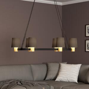 EGLO Edale candelabru, 6x abajur pânză cappuccino, oval, reglabil, Maro / Rugină, Camera de zi / sufragerie, Țesătură / Textil, Modern