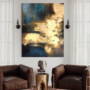 Tablou Canvas Premium LuxCanva® A1303, Abstract Gold , Living, Auriu, Abstract, Albastru, Dormitor, Culori Vibrante