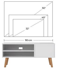Comoda TV, Vasagle, LTV09WT, Alb, 110 x 40 x 49 cm