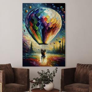Tablou Canvas Premium LuxCanva® A1300, Balonul Colorat , Living, Oameni, Balon Cu Aer Cald, Plimbare, Dormitor, Culori Vibrante