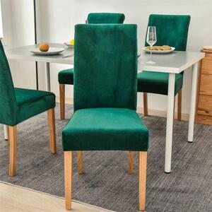 Set 6 huse pentru scaune, elastice si catifelate, culoare Verde